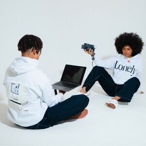 Lonely Ghost Apple Retro Hoodie Size XL